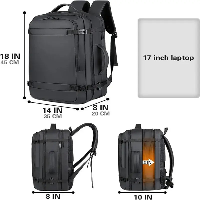 Sac à dos de voyage 17 pouces avec port USB – Taille cabine Ryanair